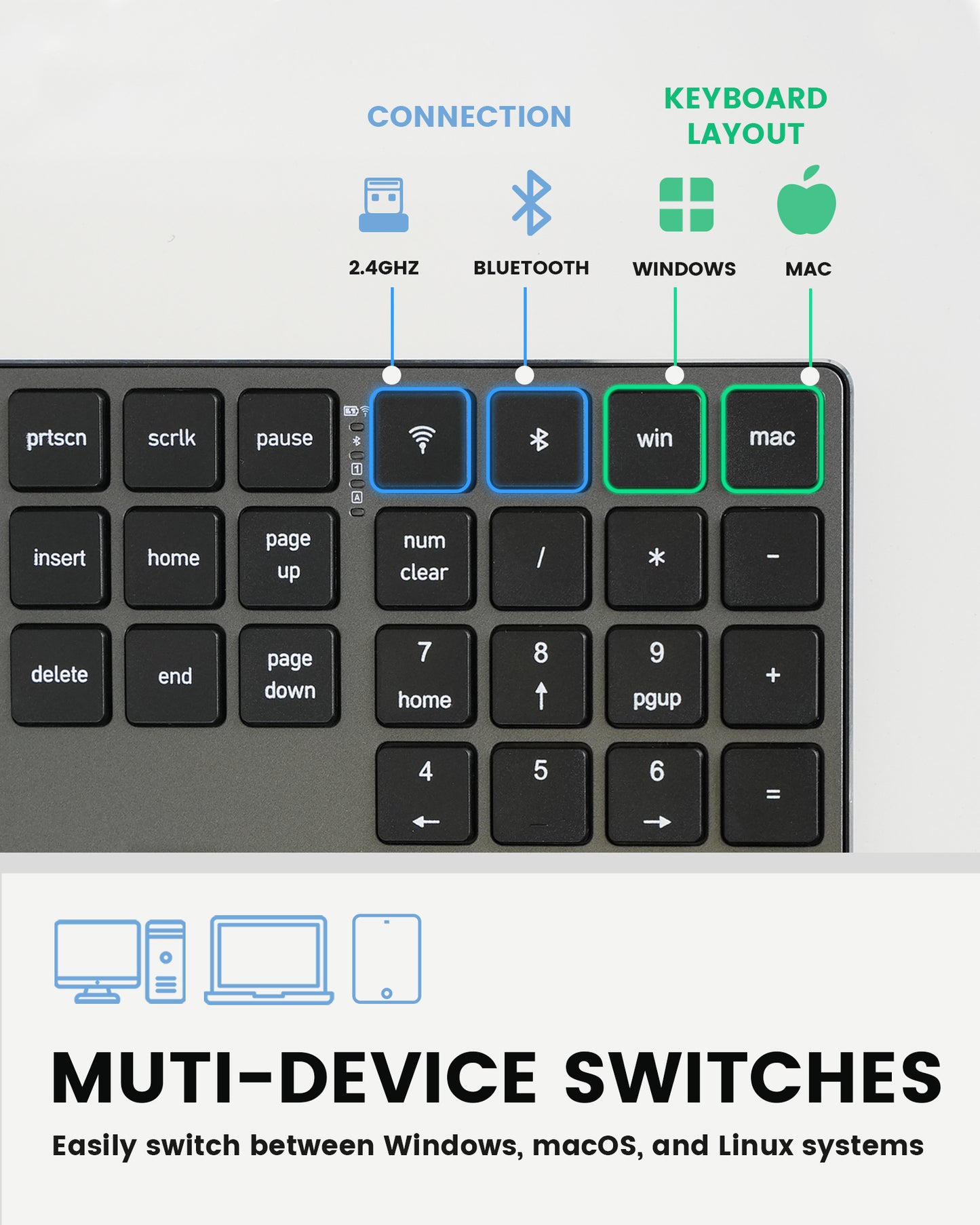 PERIBOARD-817 Wireless Multi Device Keyboard