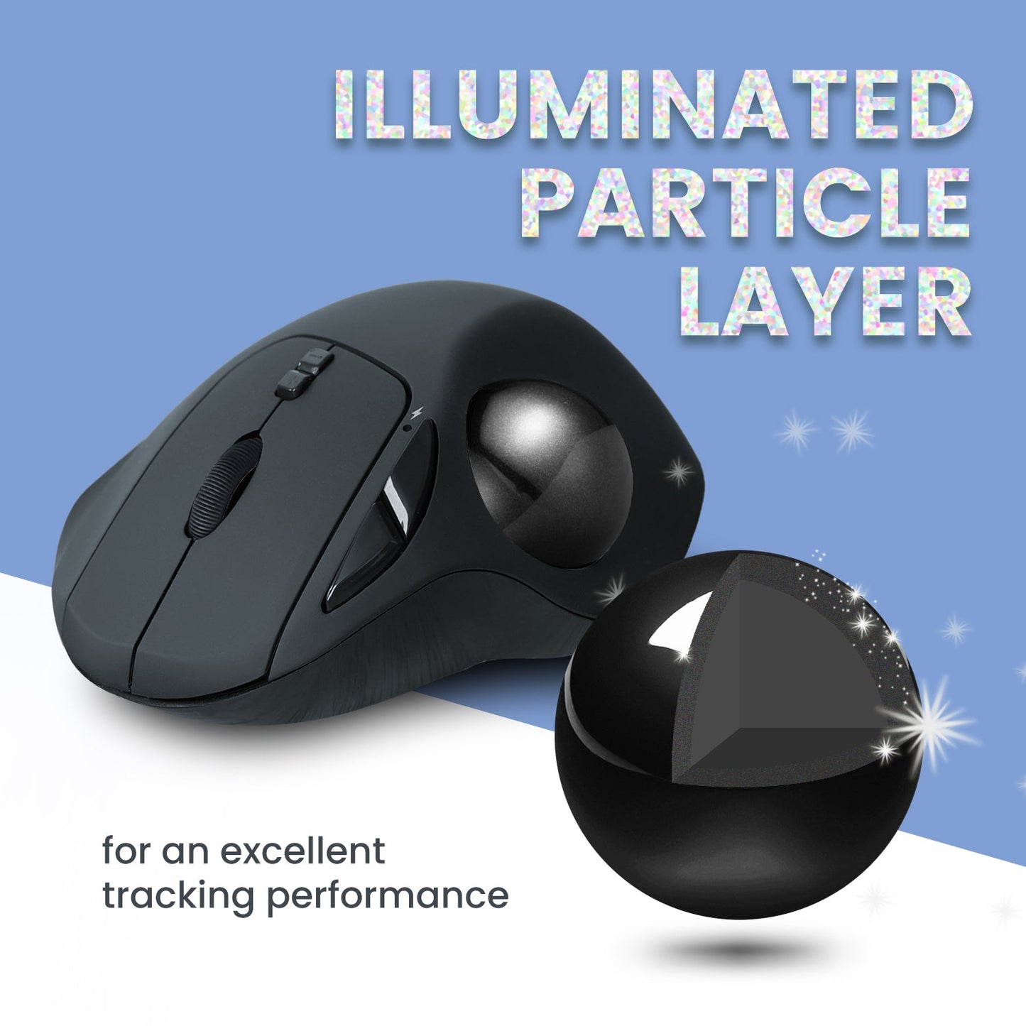 PERIMICE-717 Wireless Ergonomic Vertical Trackball Mouse with Pointing Feature - 5 Programmable Buttons