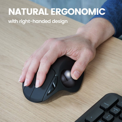 PERIMICE-717 Wireless Ergonomic Vertical Trackball Mouse with Pointing Feature - 5 Programmable Buttons