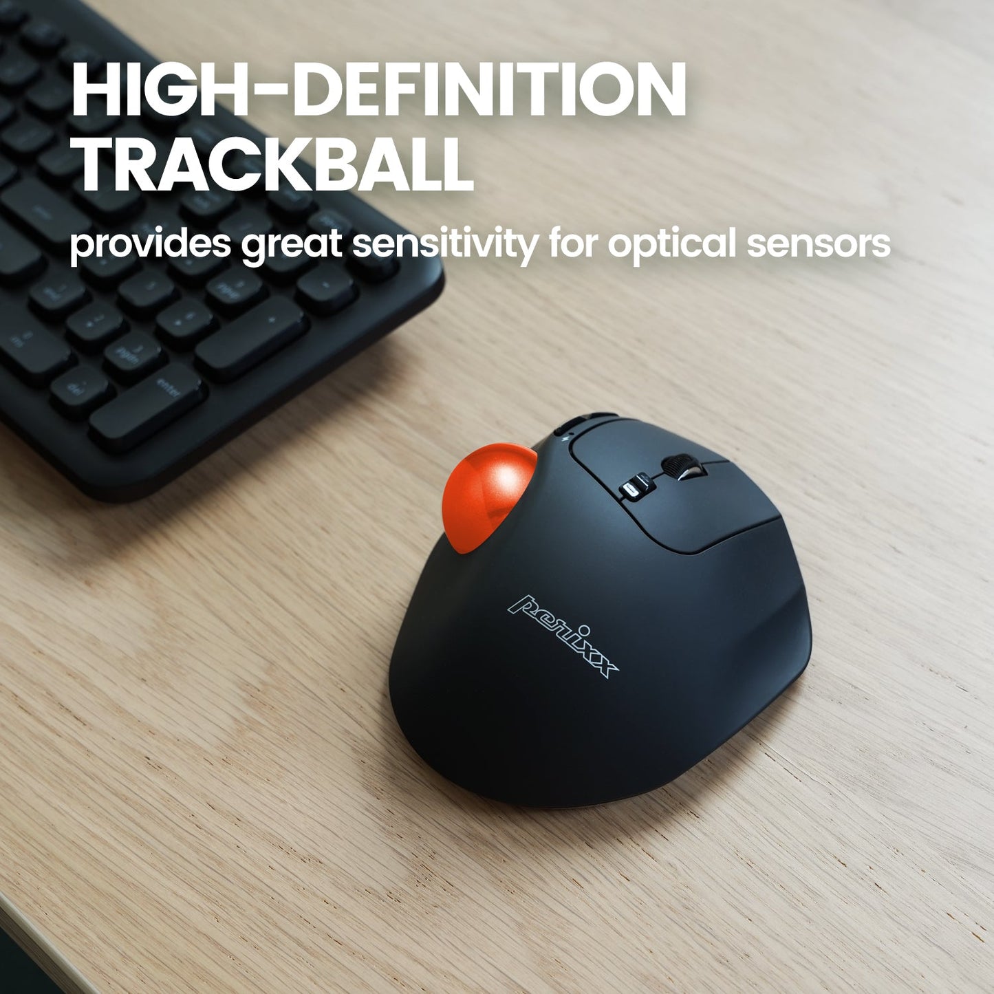 PERIMICE-717 Wireless Ergonomic Vertical Trackball Mouse with Pointing Feature - 5 Programmable Buttons