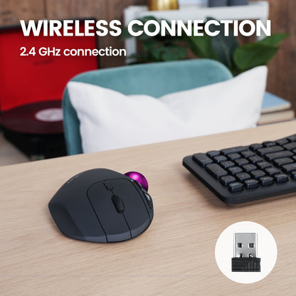 PERIMICE-717 Wireless Ergonomic Vertical Trackball Mouse with Pointing Feature - 5 Programmable Buttons