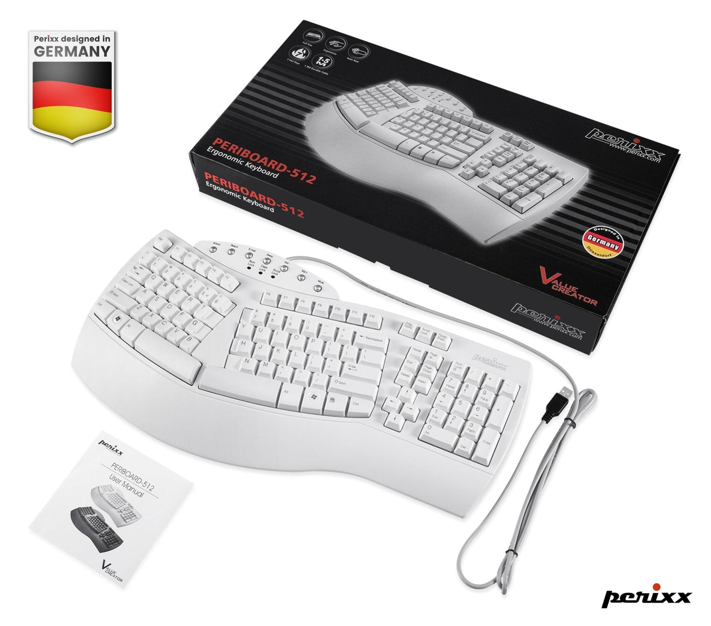 Ergonomic Full Size - PERIBOARD - 512 - Perixx Europe