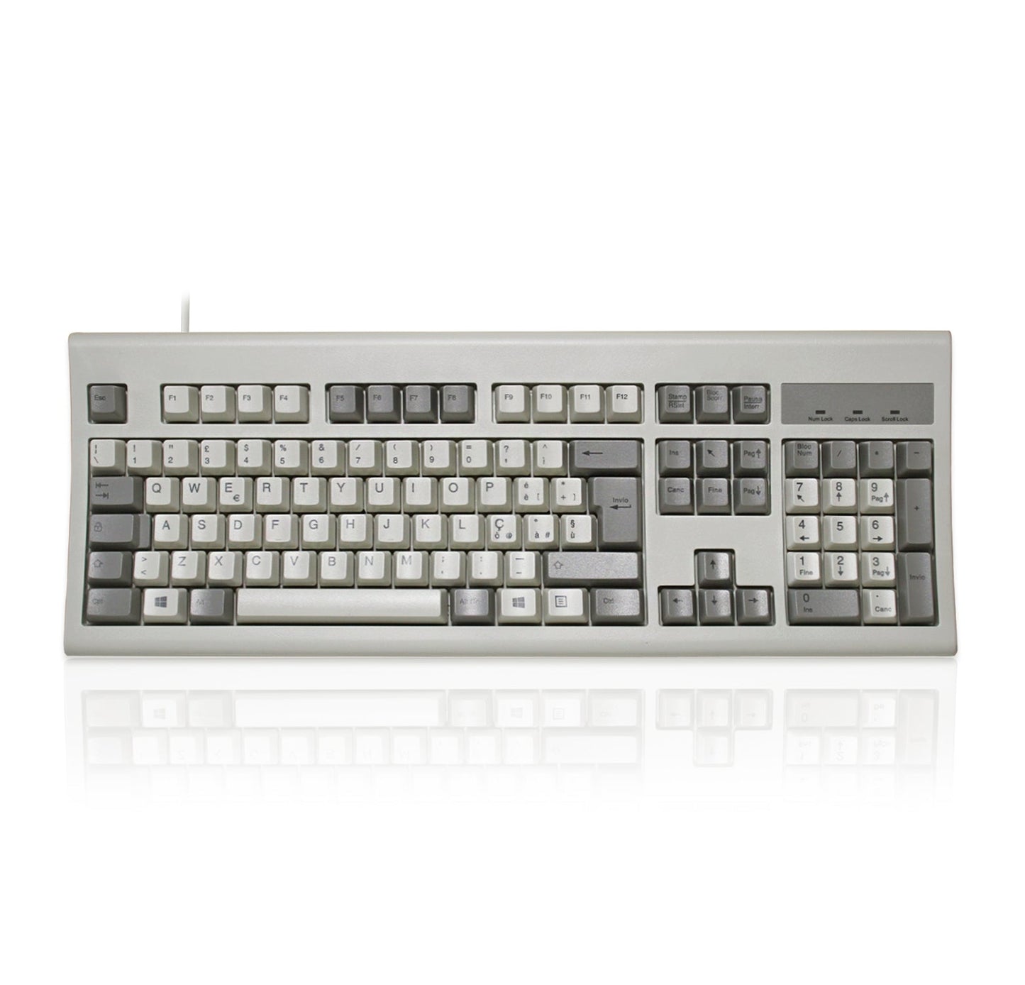 PERIBOARD-106 M - Wired Retro Vintage Grey/White Standard Keyboard - Perixx Europe