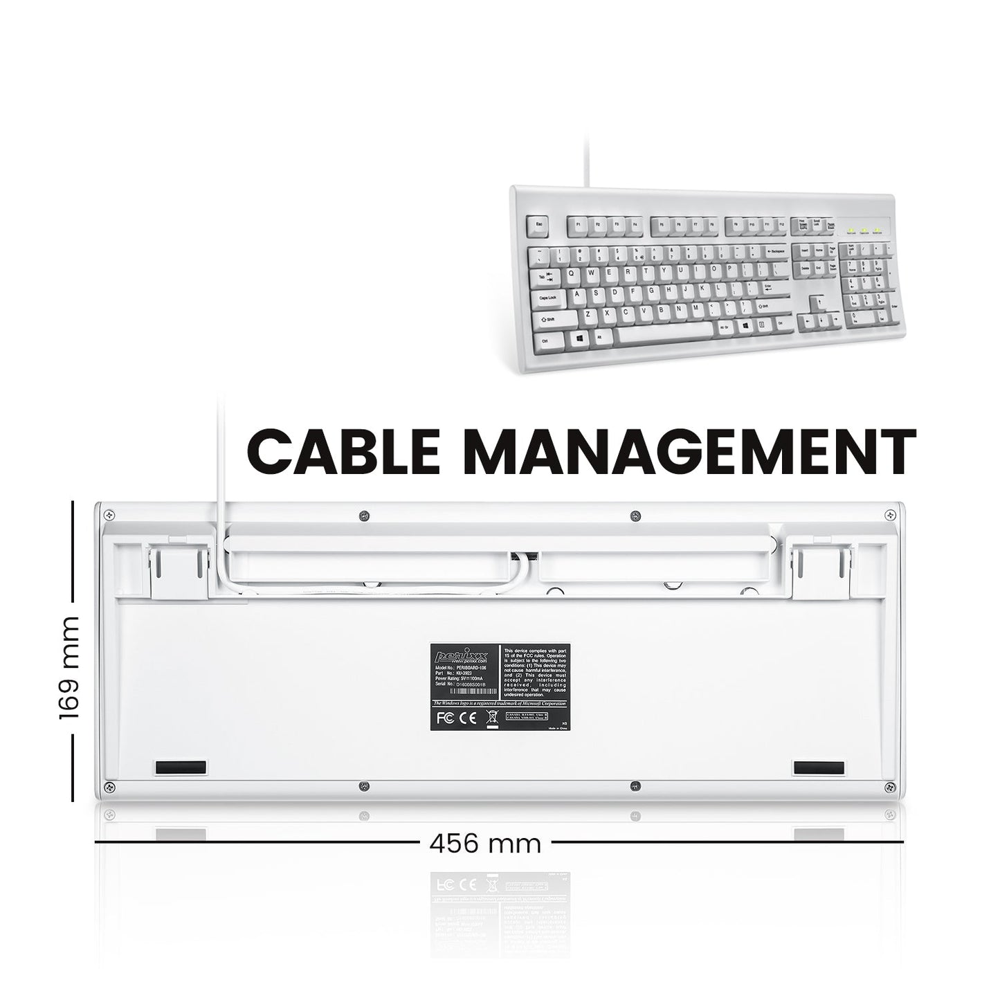 PERIBOARD-106 W - Wired White Standard Keyboard - Perixx Europe