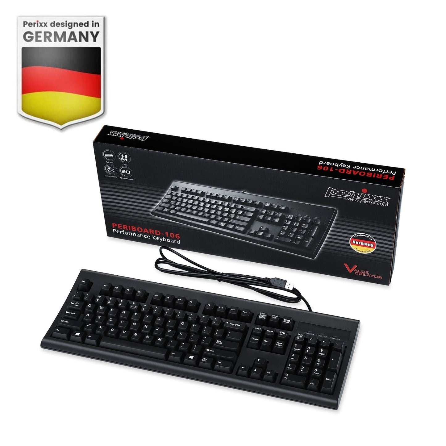 PERIBOARD - 106 Wired Performance Full - Size Keyboard - Perixx Europe