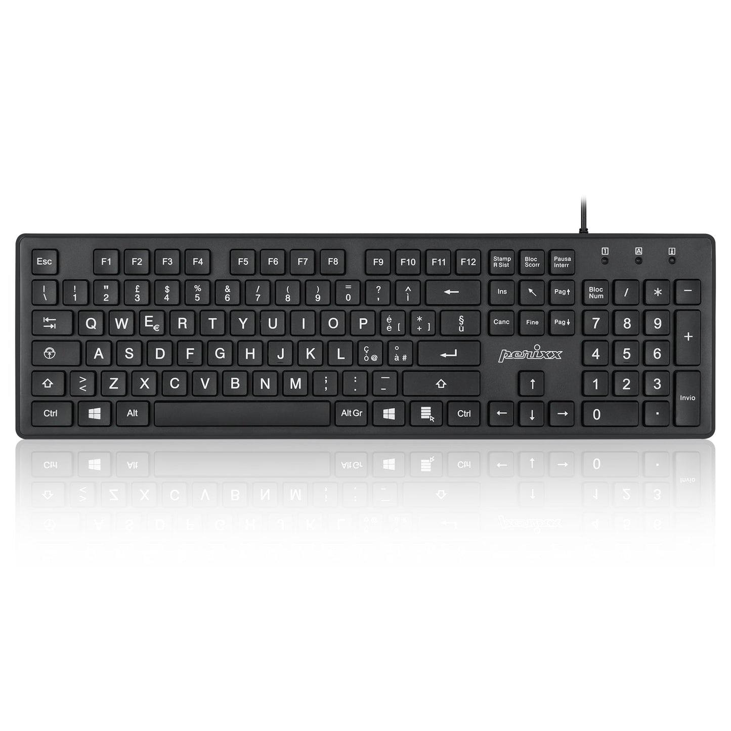 PERIBOARD-117 - Wired Standard Keyboard with Large Print Letters - Perixx Europe