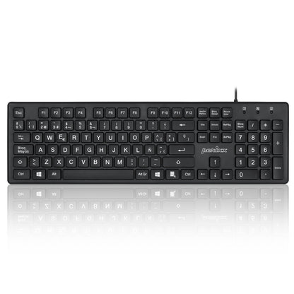 PERIBOARD-117 - Wired Standard Keyboard with Large Print Letters - Perixx Europe