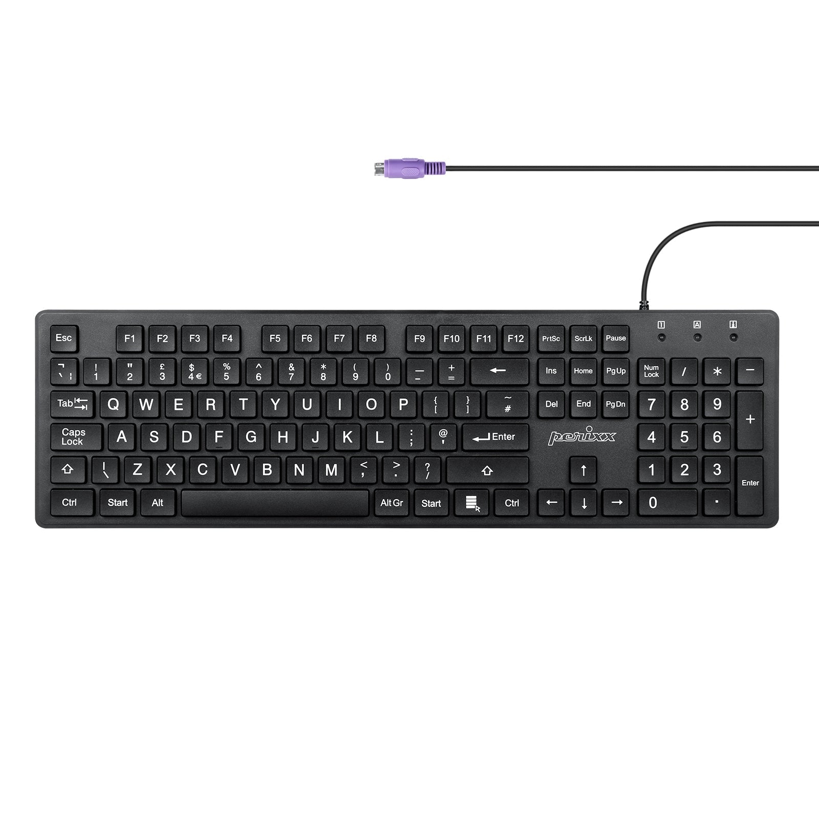 PERIBOARD - 117 Wired Standard Keyboard with Large Print Letters - Perixx Europe