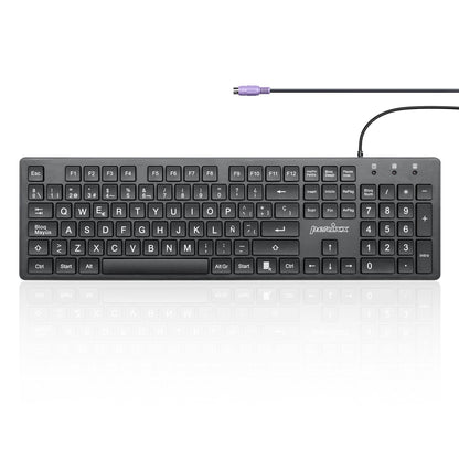 PERIBOARD - 117 Wired Standard Keyboard with Large Print Letters - Perixx Europe