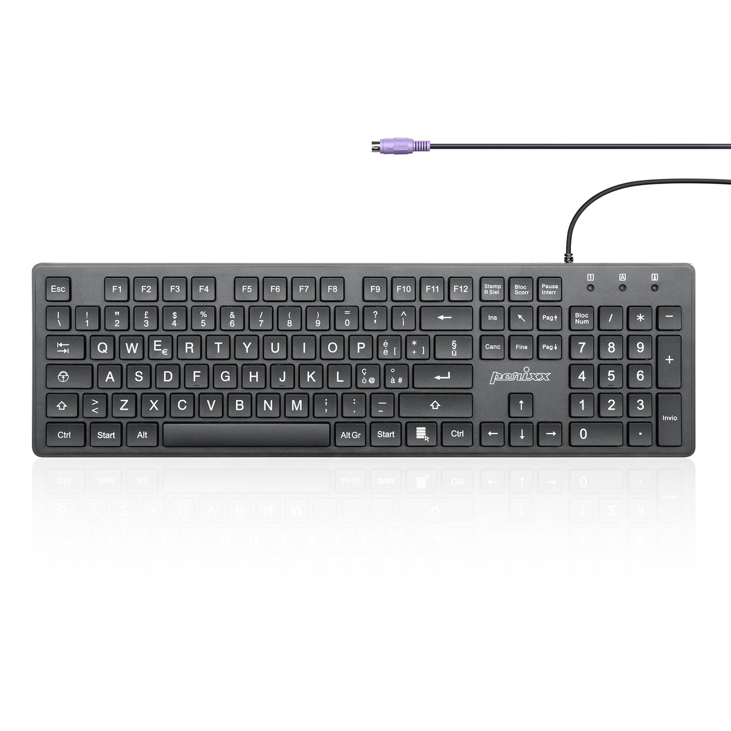 PERIBOARD - 117 Wired Standard Keyboard with Large Print Letters - Perixx Europe