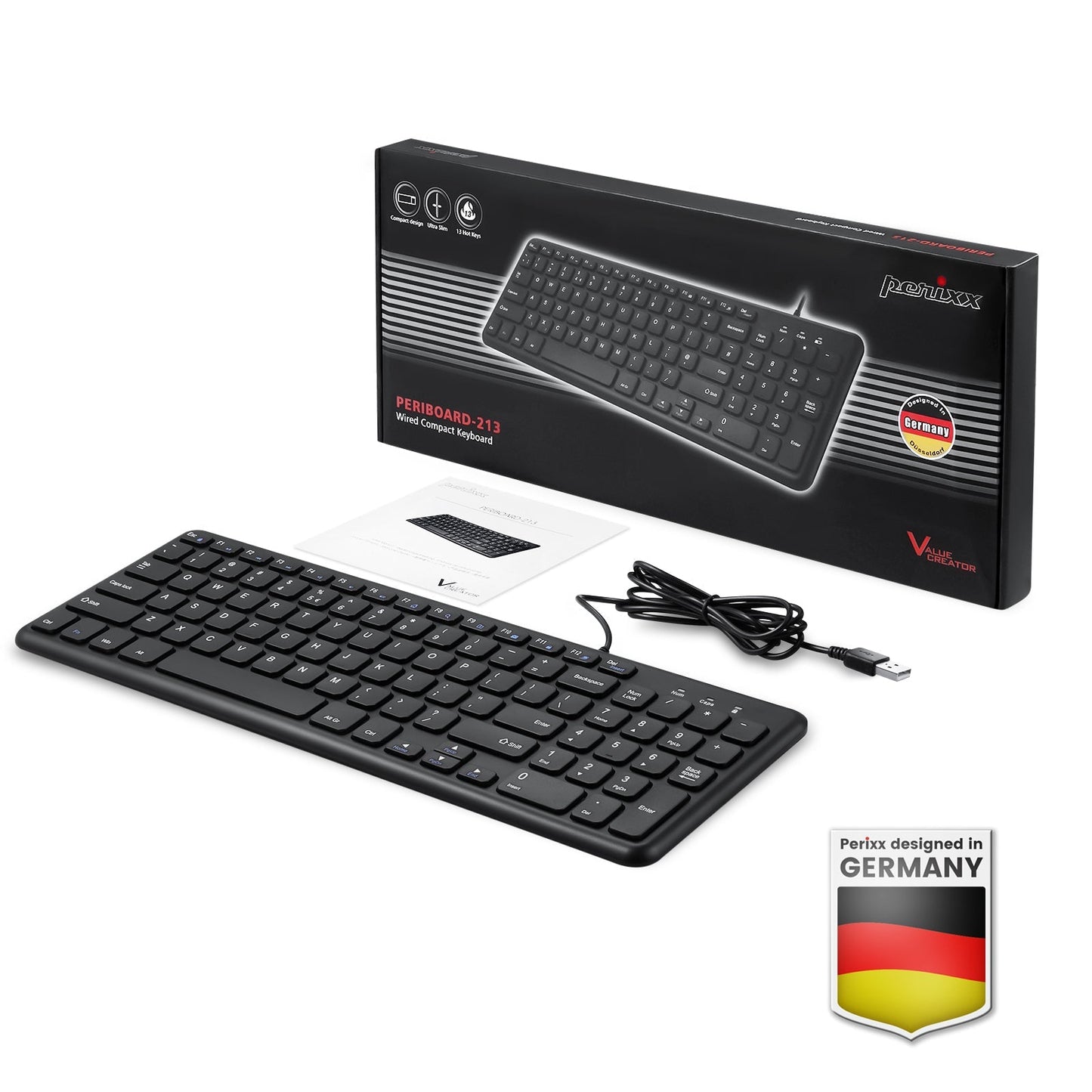 PERIBOARD-213 U - Wired Compact 90% Keyboard Scissor Keys - Perixx Europe