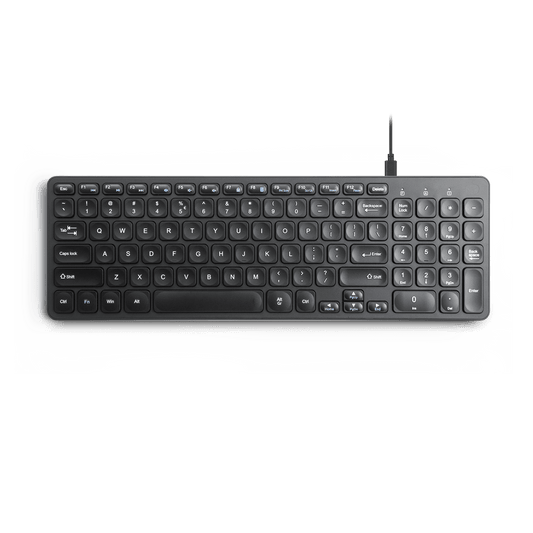 PERIBOARD-215 B , Wired Keyboard, Ultra Slim Scissor Keys, Standard USB and USB-C Passthrough, Black - Perixx Europe