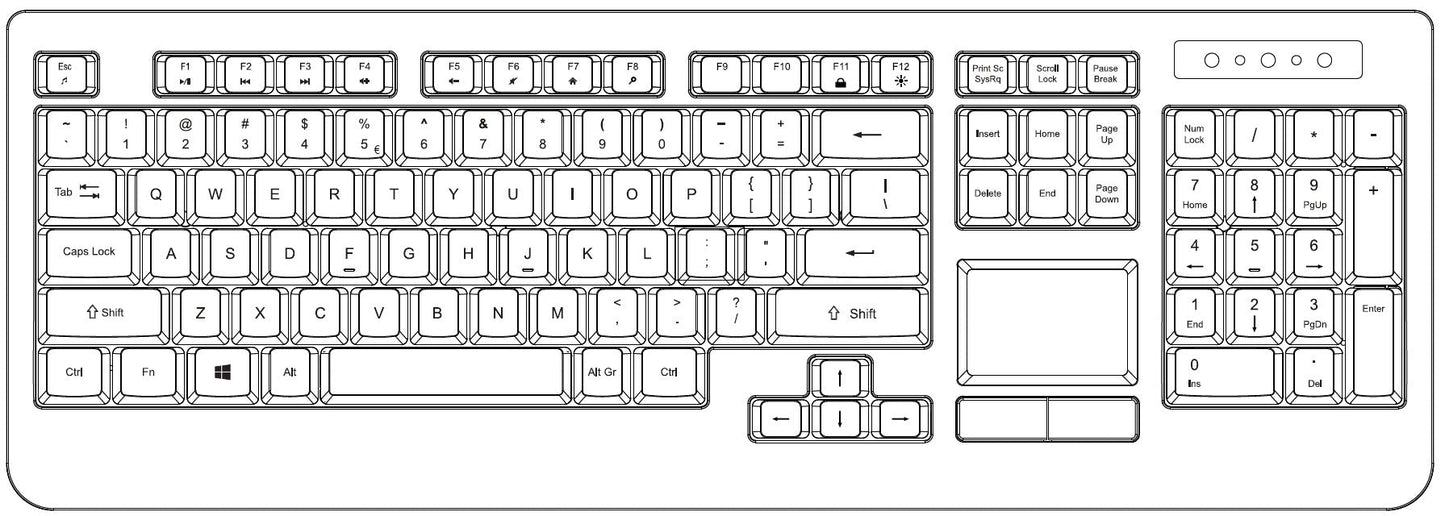 PERIBOARD-313 - Wired Backlit Touchpad Keyboard Extra USB Ports (US QWERTY Layout) - Perixx Europe