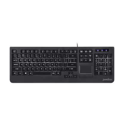 PERIBOARD-313 - Wired Backlit Touchpad Keyboard Extra USB Ports (US QWERTY Layout) - Perixx Europe