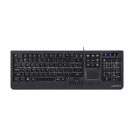 PERIBOARD-313 - Wired Backlit Touchpad Keyboard Extra USB Ports (US QWERTY Layout) - Perixx Europe