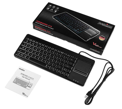 PERIBOARD-315 - Wired Backlit Touchpad Compact Keyboard 75% Extra USB Ports - Perixx Europe