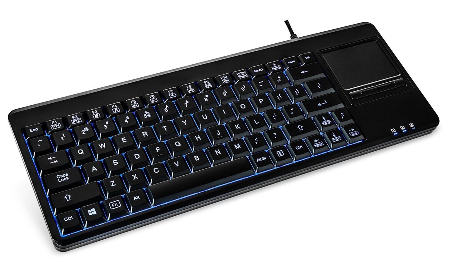 PERIBOARD-315 - Wired Backlit Touchpad Compact Keyboard 75% Extra USB Ports - Perixx Europe