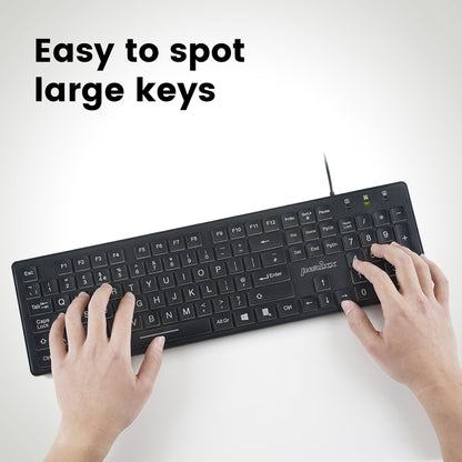 PERIBOARD-317 - Wired Backlit Standard Keyboard with Large Print Letters - Perixx Europe