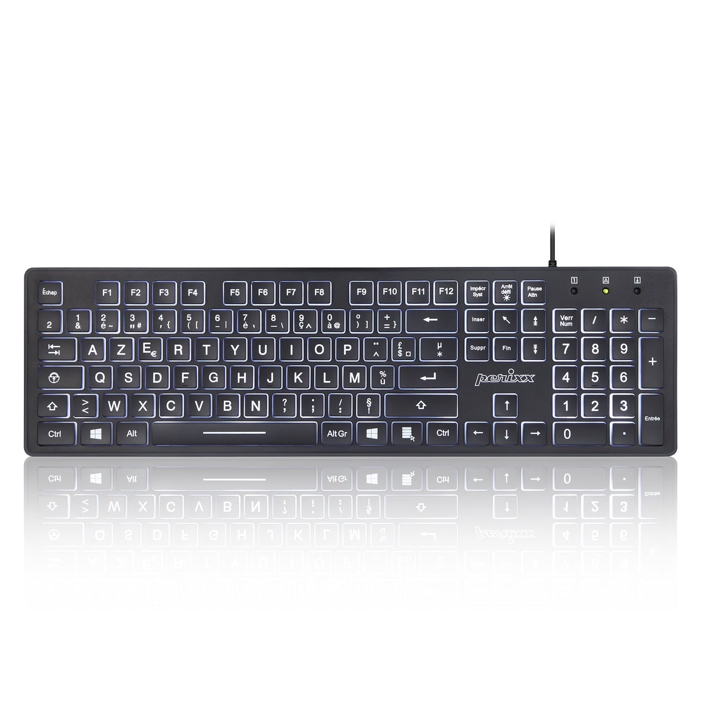 PERIBOARD-317 - Wired Backlit Standard Keyboard with Large Print Letters - Perixx Europe