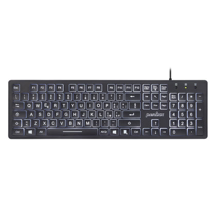 PERIBOARD-317 - Wired Backlit Standard Keyboard with Large Print Letters - Perixx Europe