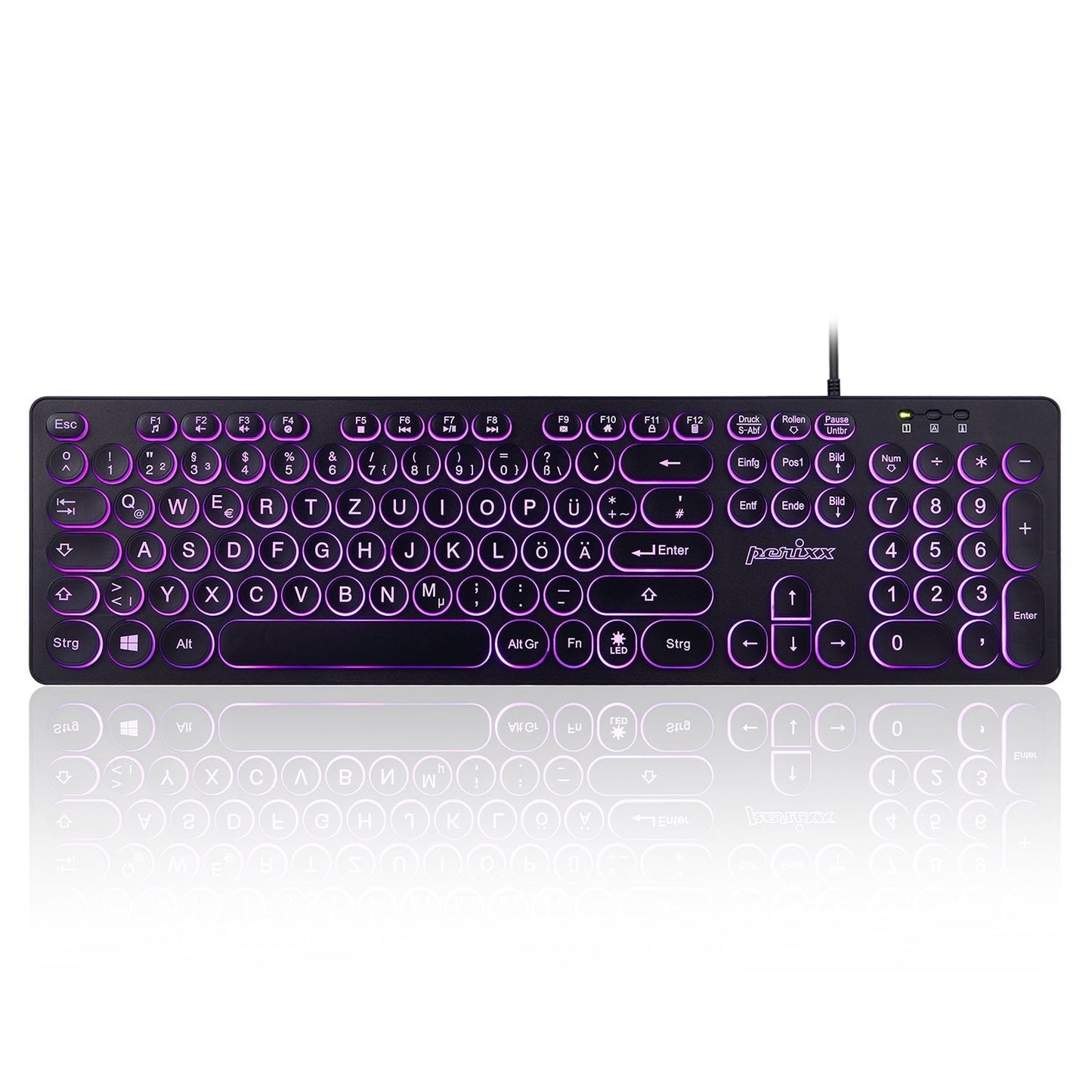 PERIBOARD-317R - Wired Backlit Standard Keyboard with Rounded Keys - Perixx Europe