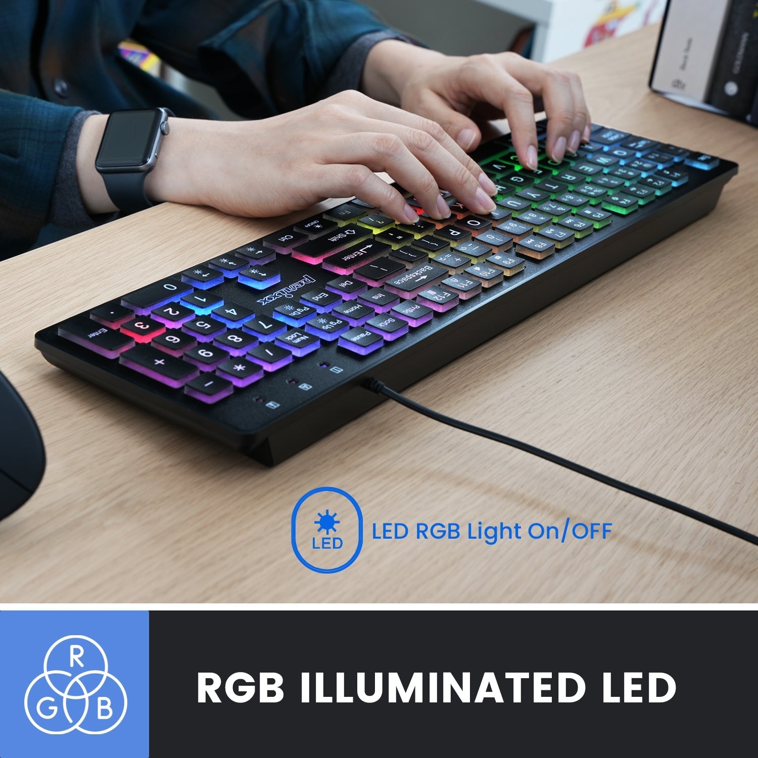 PERIBOARD - 317RGB Wired Backlit USB Keyboard - Perixx Europe