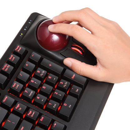 PERIBOARD-322 - Wired Backlit Trackball Keyboard (75% + Numpad) Extra USB Ports - Perixx Europe