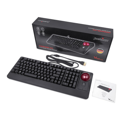 PERIBOARD-322 - Wired Backlit Trackball Keyboard (75% + Numpad) Extra USB Ports - Perixx Europe