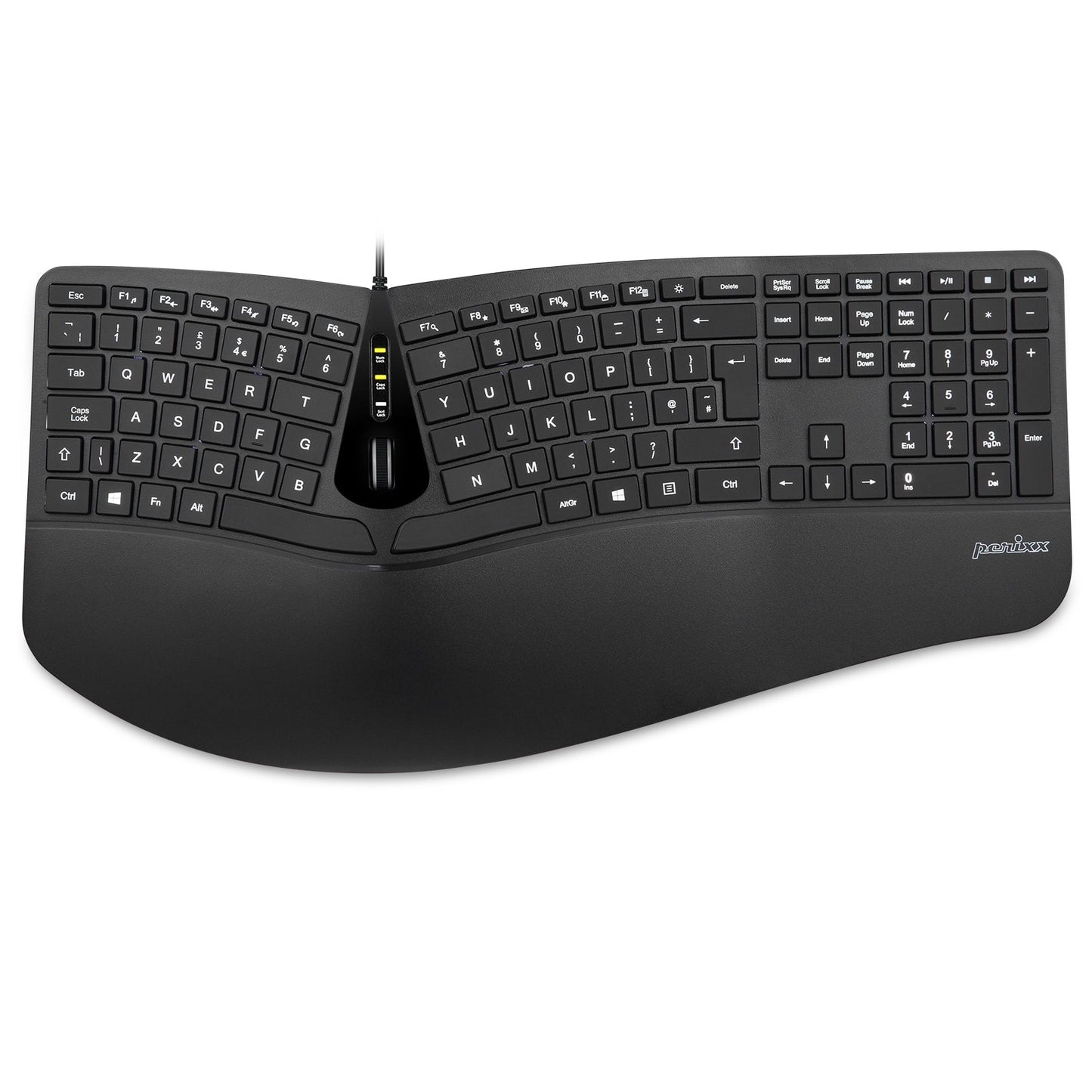 PERIBOARD-330 - Wired Backlit Ergonomic Keyboard with Adjustable Palm Rest - Perixx Europe