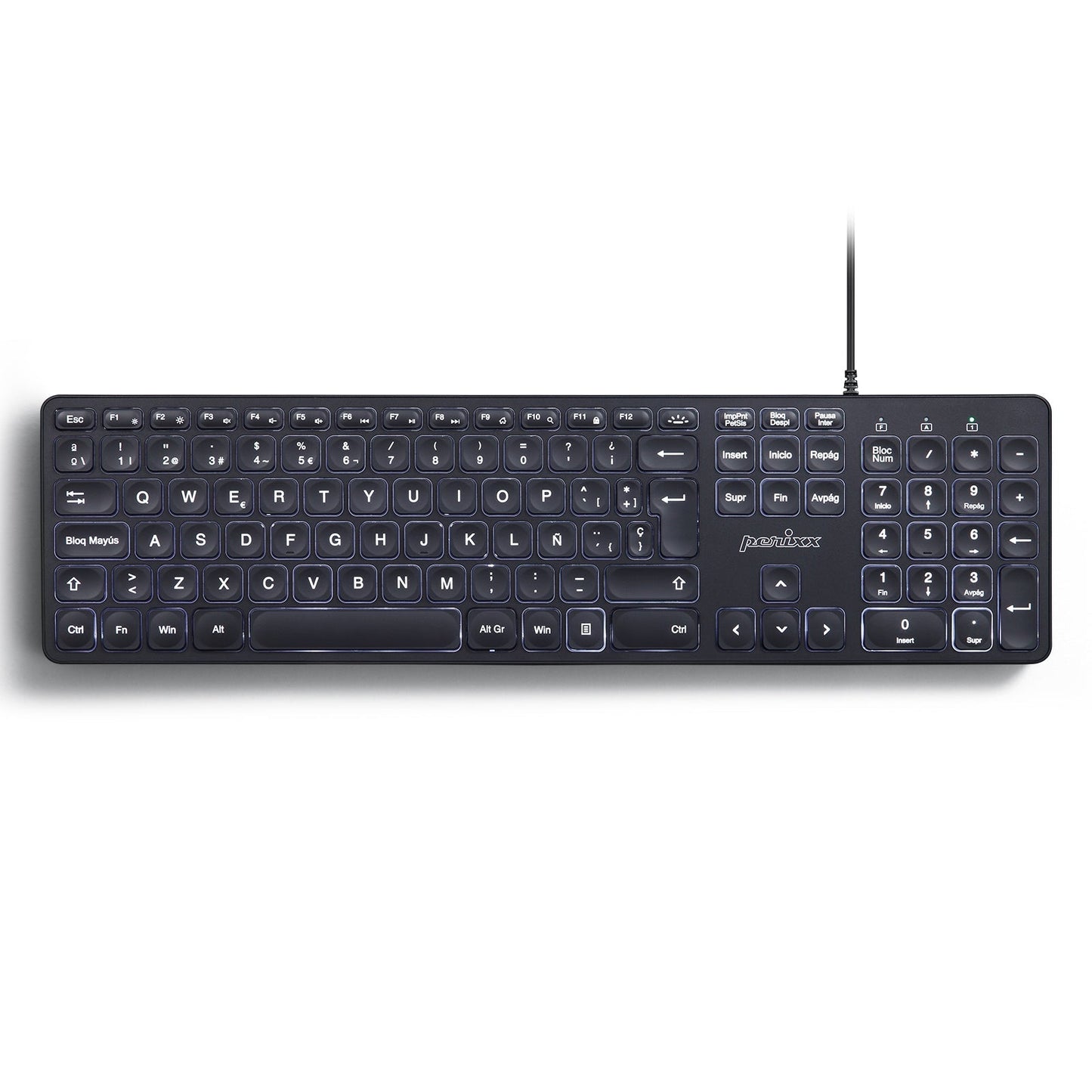 PERIBOARD-331 - Wired Backlit Scissor Keyboard with Large Print Letters - Perixx Europe