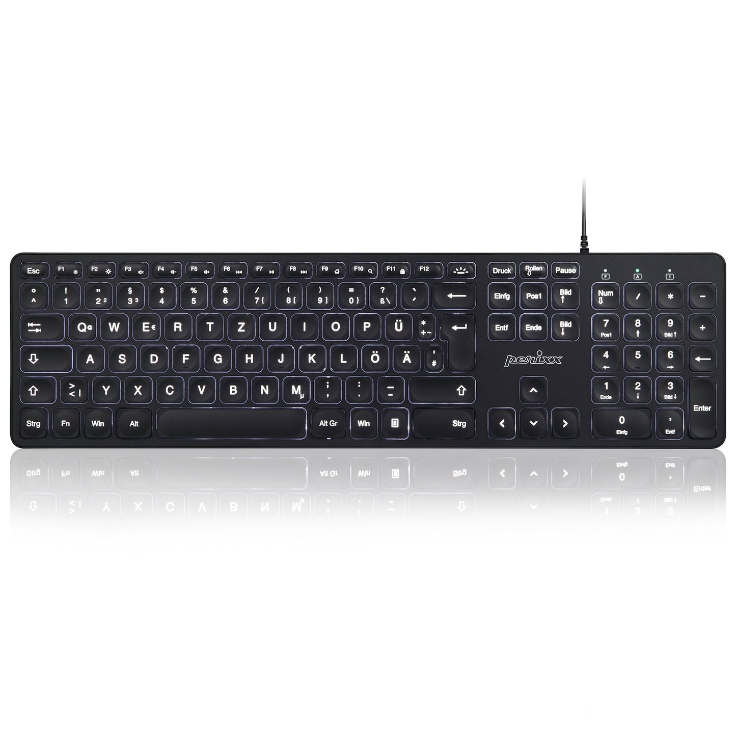 PERIBOARD-331 - Wired Backlit Scissor Keyboard with Large Print Letters - Perixx Europe