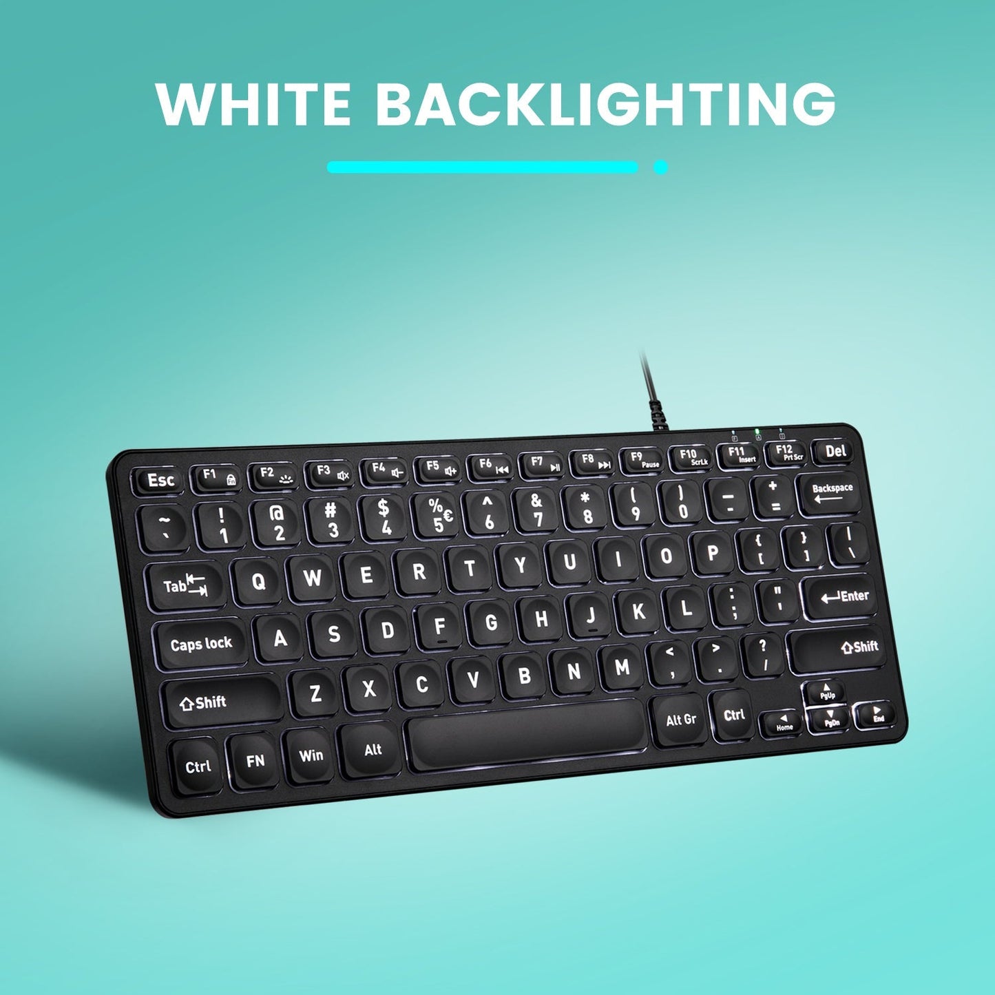 PERIBOARD-332 - Wired Mini Backlit Scissor Keyboard 70% - Perixx Europe