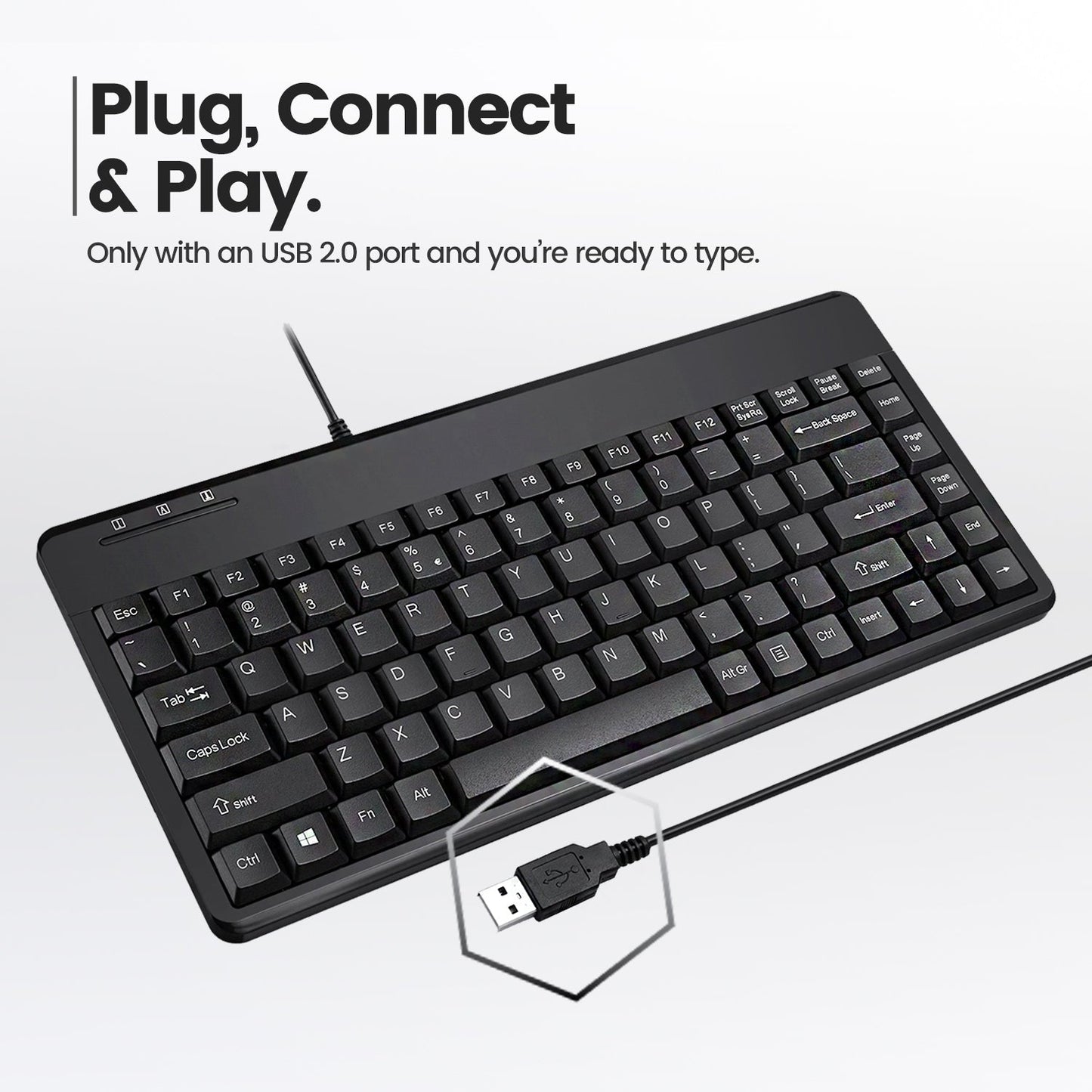 PERIBOARD-409 H - Wired Mini 75% Keyboard Extra USB Ports - Perixx Europe