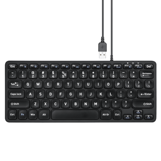 PERIBOARD-432 - Wired Mini Scissor Keyboard 70% with Large Print Letters - Perixx Europe