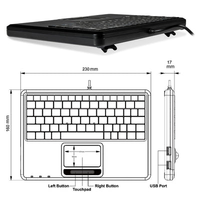 PERIBOARD-510 H PLUS - Wired Super-Mini 75% Touchpad Keyboard Scissor Keys Extra USB Ports - Perixx Europe