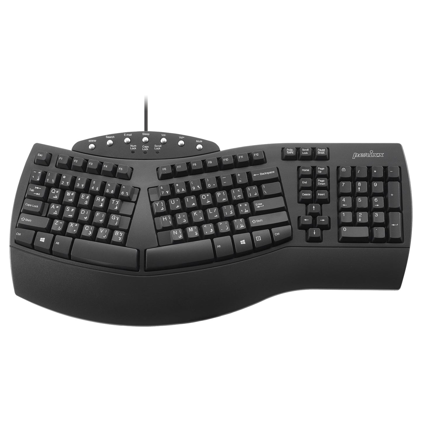 PERIBOARD-512 B - Wired Ergonomic Keyboard 100% - Perixx Europe