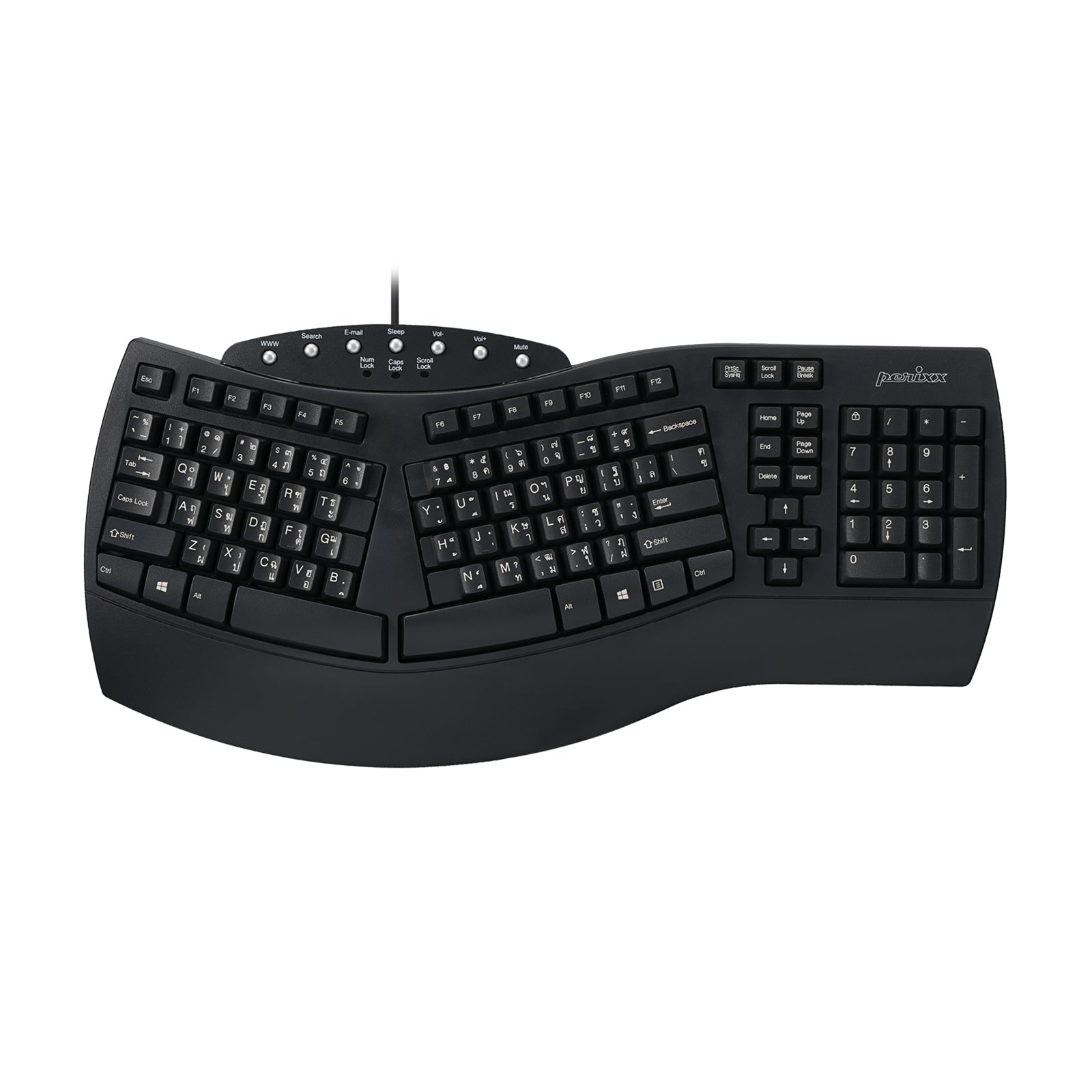 PERIBOARD-512 B - Wired Ergonomic Keyboard 100% - Perixx Europe