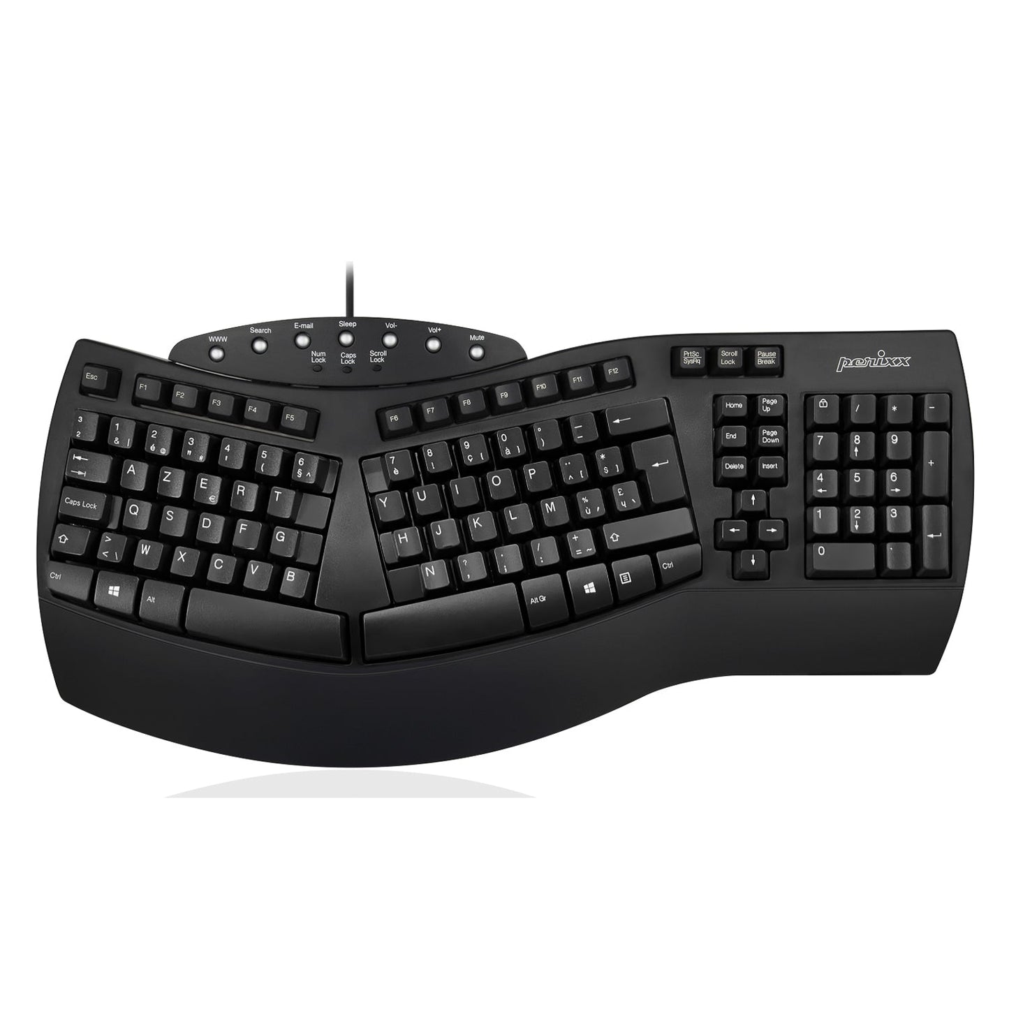 PERIBOARD-512 B - Wired Ergonomic Keyboard 100% - Perixx Europe