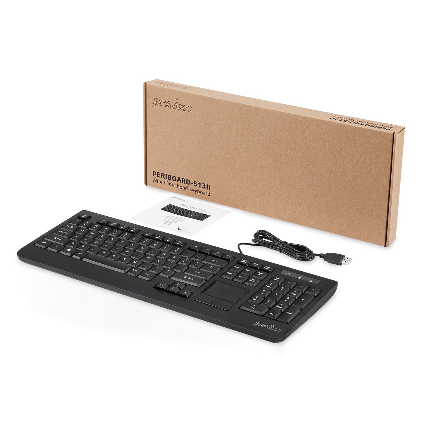 PERIBOARD-513 - Wired Touchpad Keyboard 100% - Perixx Europe