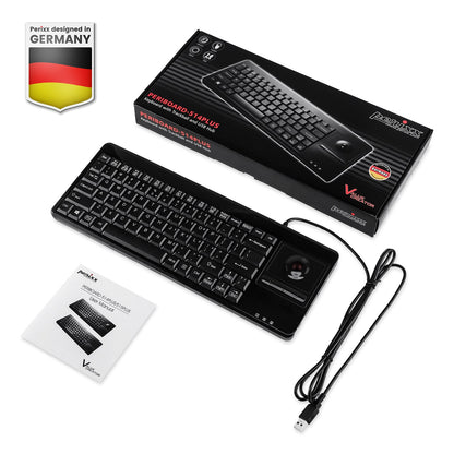 PERIBOARD-514 H PLUS - Wired Mini Trackball Keyboard 75% Extra USB Ports - Perixx Europe