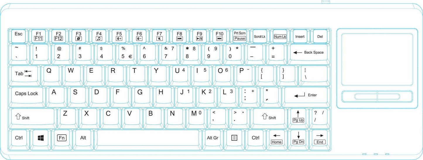 PERIBOARD-515 H PLUS - Wired Touchpad Keyboard 75% Extra USB Ports - Perixx Europe