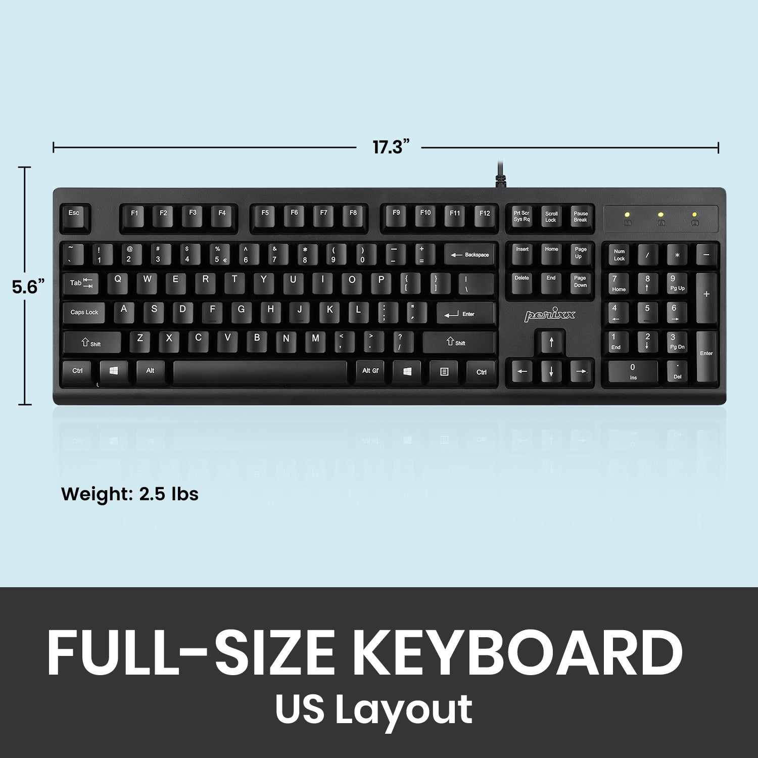 PERIBOARD-517 B - Wired Waterproof and Dustproof Keyboard 100% - Perixx Europe