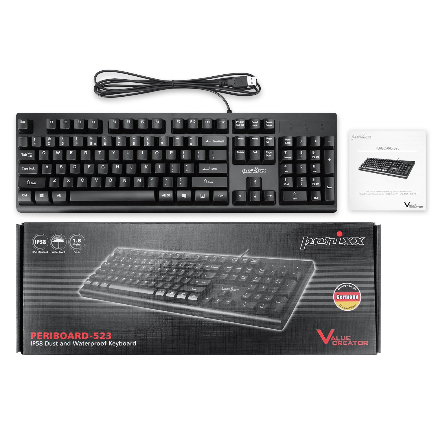 PERIBOARD-523 – Wired Waterproof and Dustproof Keyboard with TÜV certification - Perixx Europe