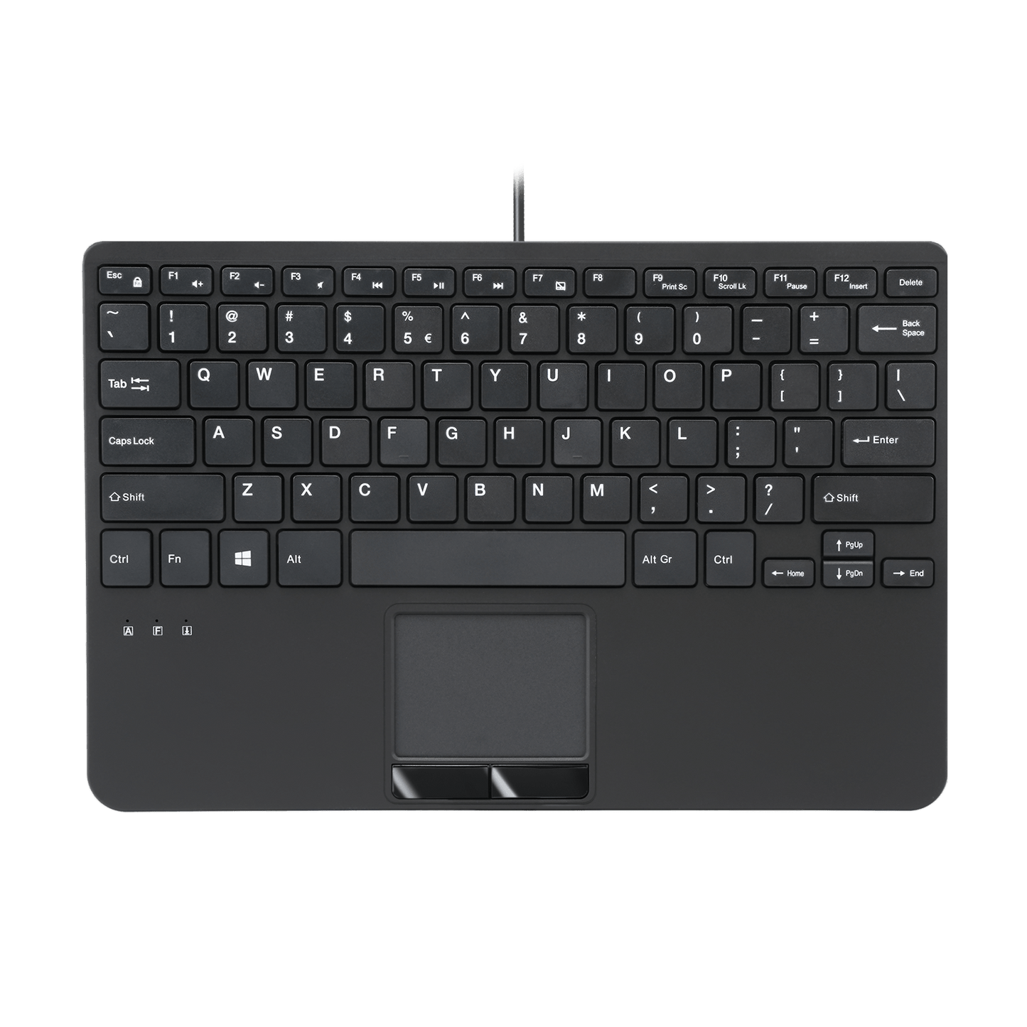 PERIBOARD-525 - Wired Mini USB Keyboard with Touchpad - Scissor Keys - Build-in 2 USB Ports - Perixx Europe