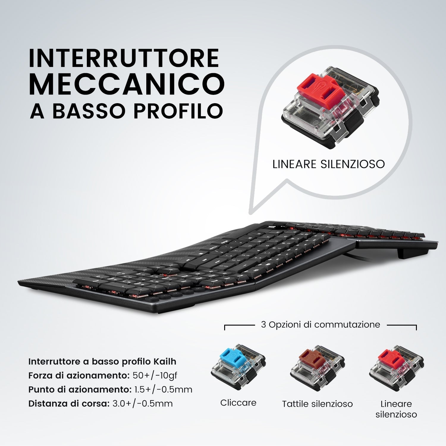 PERIBOARD - 535 Wired Ergo - Mechanical Keyboard - Perixx Europe