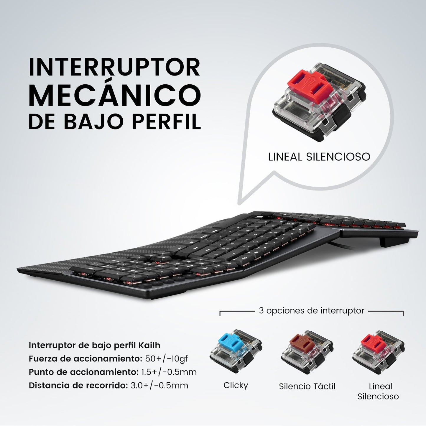 PERIBOARD - 535 Wired Ergo - Mechanical Keyboard - Perixx Europe