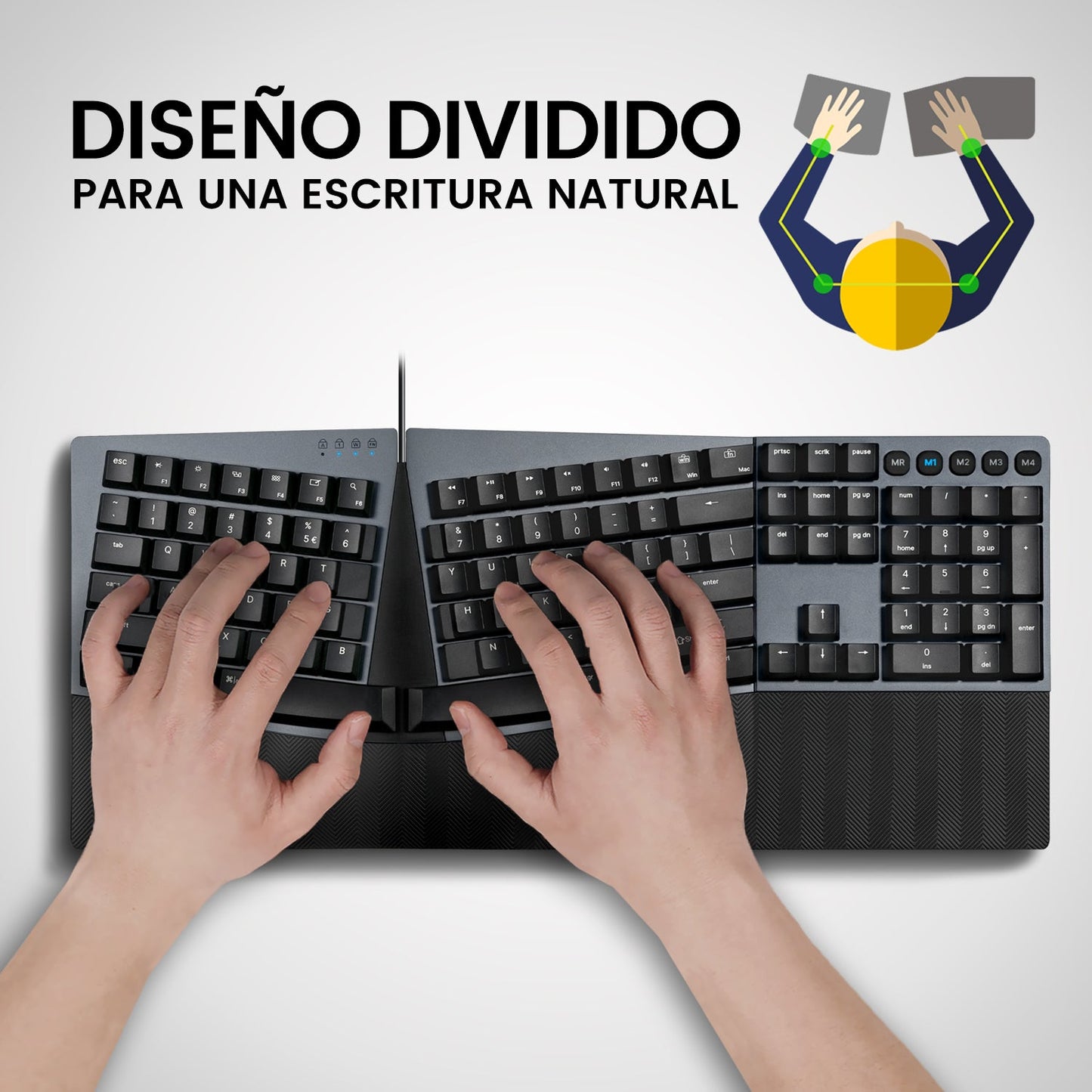 PERIBOARD - 535 Wired Ergo - Mechanical Keyboard - Perixx Europe