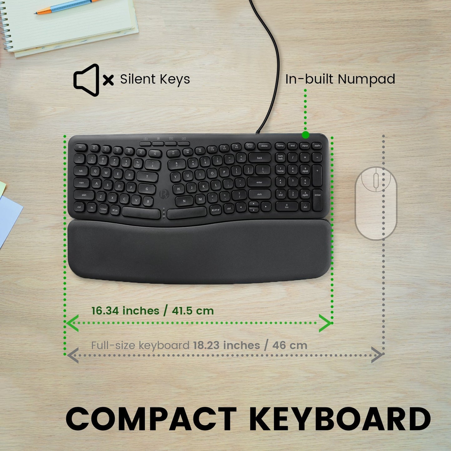 PERIBOARD - 536 Wired Ergonomic Compact USB Keyboard - Perixx Europe