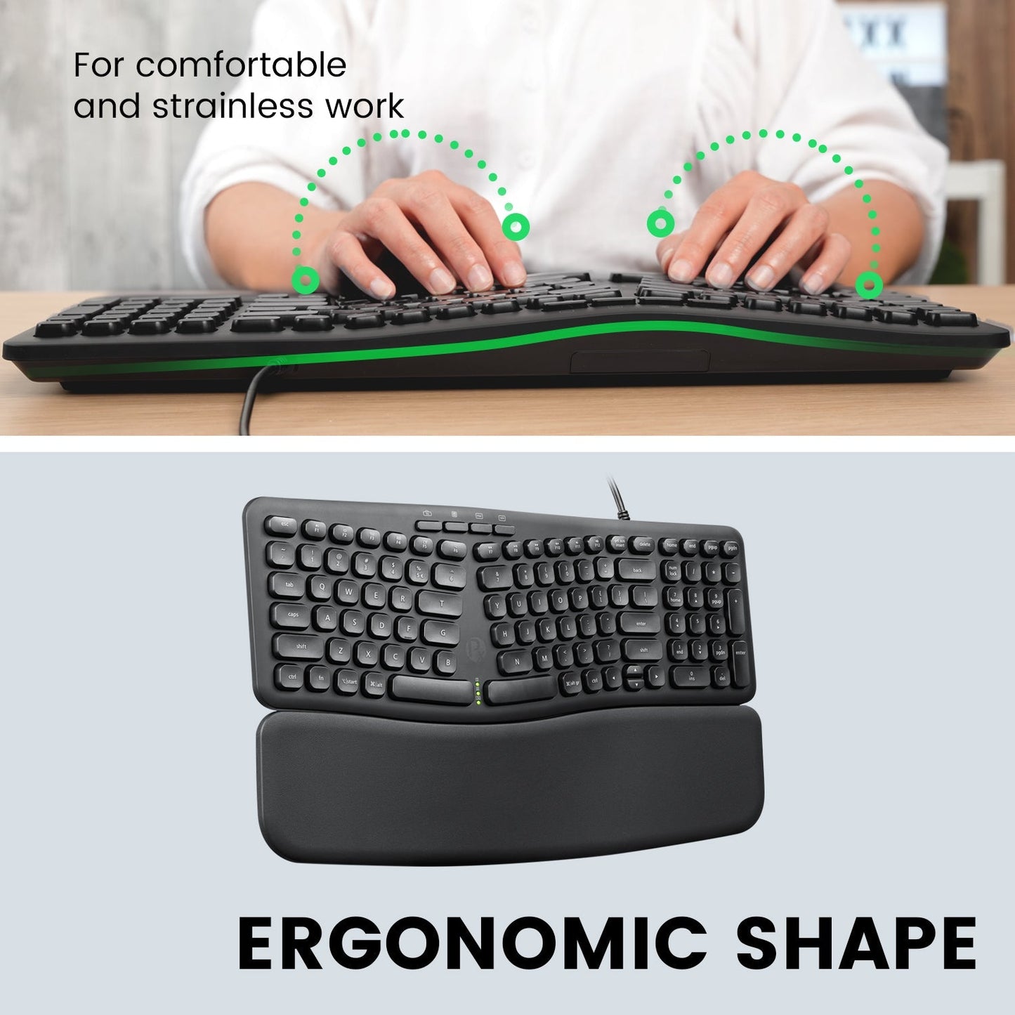 PERIBOARD - 536 Wired Ergonomic Compact USB Keyboard - Perixx Europe