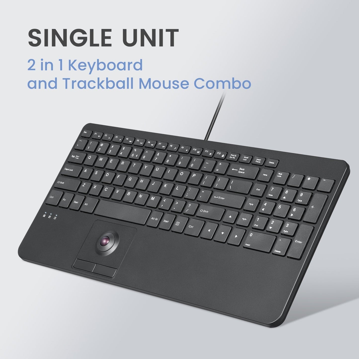 PERIBOARD-538 US, Wired Compact USB Keyboard with Trackball - Perixx Europe